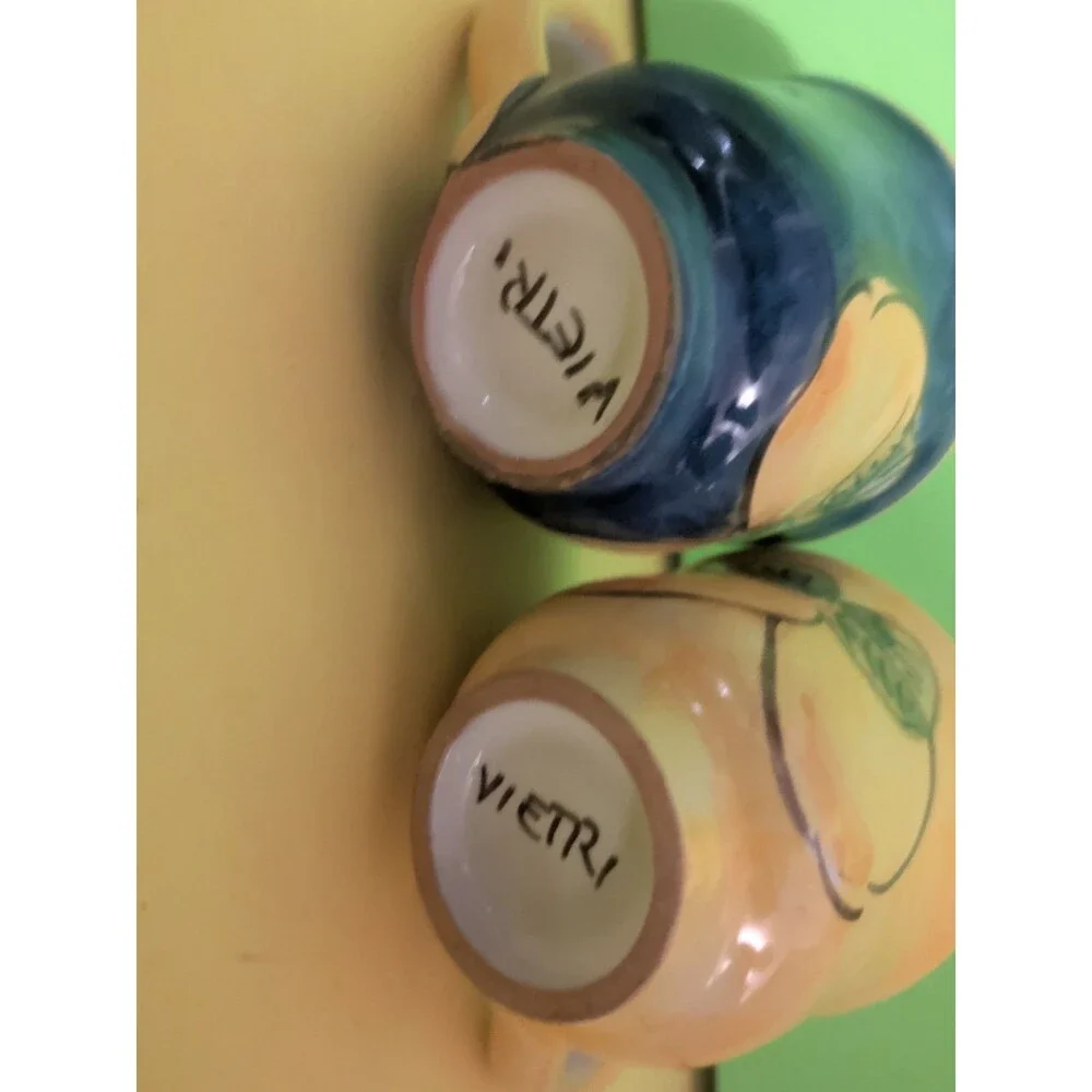 espresso cups set of 4 Vietri Lemon Blue Mediterranean Style Made In Italy